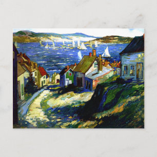 Sailboats by the Harbour, fine art painting Postcard