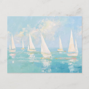 Sailboats Coastal Art Postcard
