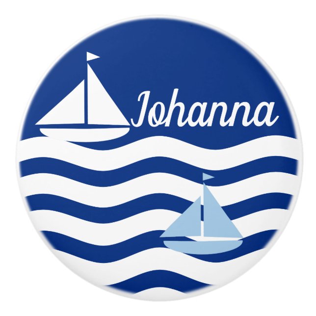 Sailboats Day Ceramic Knob (Front)