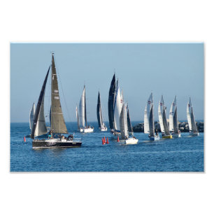 Sailboats Entering Channel. Marina Del Rey, CA Photo Print