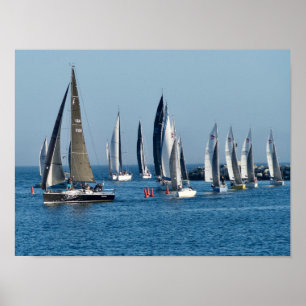 Sailboats Entering Channel. Marina Del Rey, CA Poster
