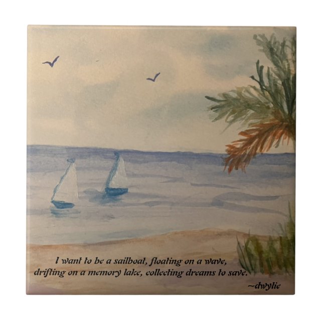 Sailboats - Floating On Memory Lake Tile (Front)