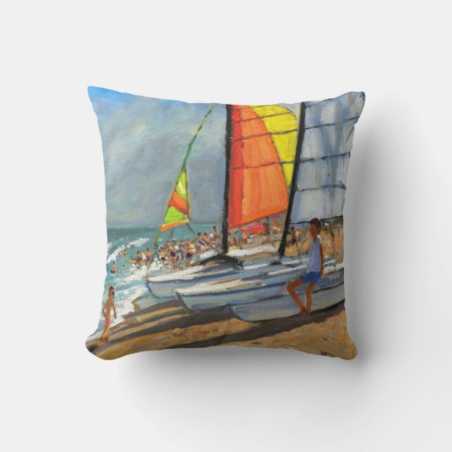 Sailboats Garrucha Spain Cushion (Front)
