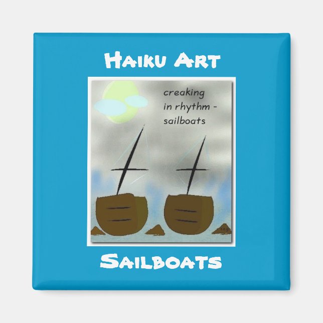 Sailboats Haiku Art Magnet (Front)