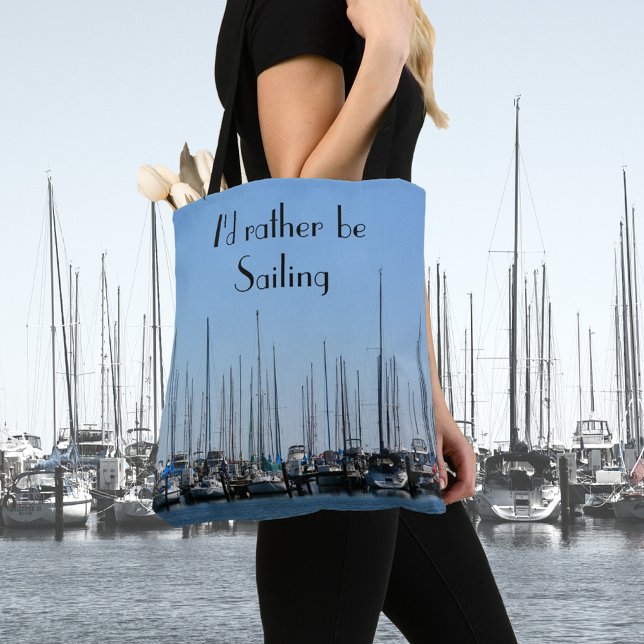 Sailboats I'd Rather be Sailing Customisable Tote Bag (Creator Uploaded)
