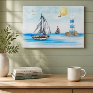 Sailboats in a Blue Ocean Poster