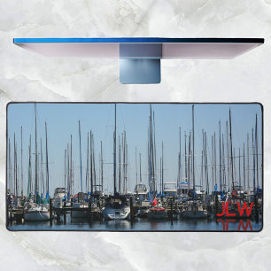 Sailboats in a Row Nautical Coastal Photographic Desk Mat