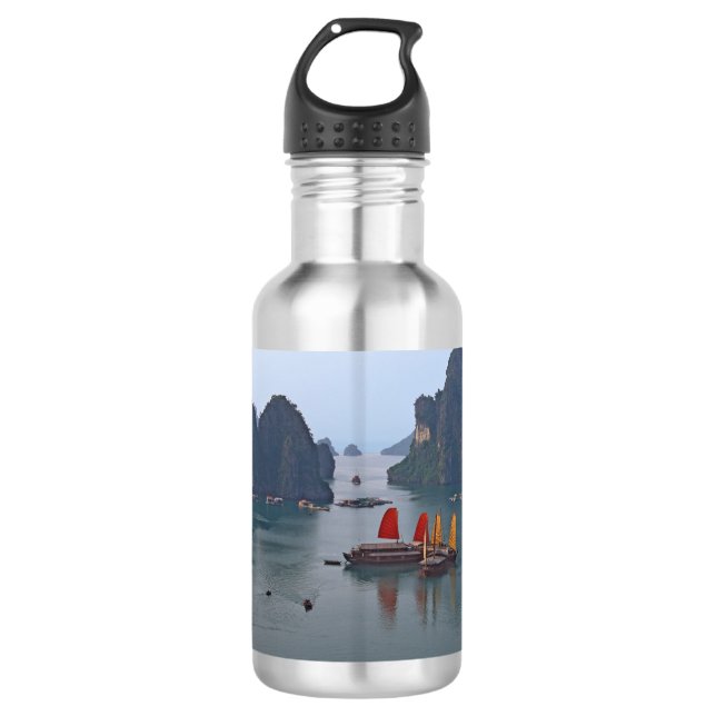 Sailboats in Ha Long Bay - Vietnam, Asia 532 Ml Water Bottle (Front)