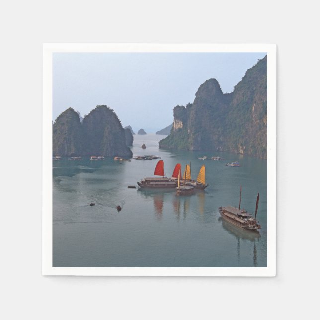 Sailboats in Ha Long Bay - Vietnam, Asia Napkin (Front)