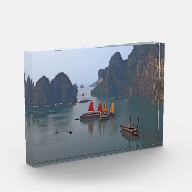 Sailboats in Ha Long Bay - Vietnam, Asia Photo Block (Left)