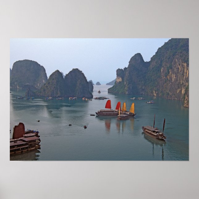 Sailboats in Ha Long Bay - Vietnam, Asia Poster (Front)