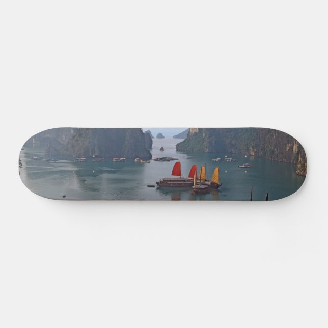 Sailboats in Ha Long Bay - Vietnam, Asia Skateboard (Horz)