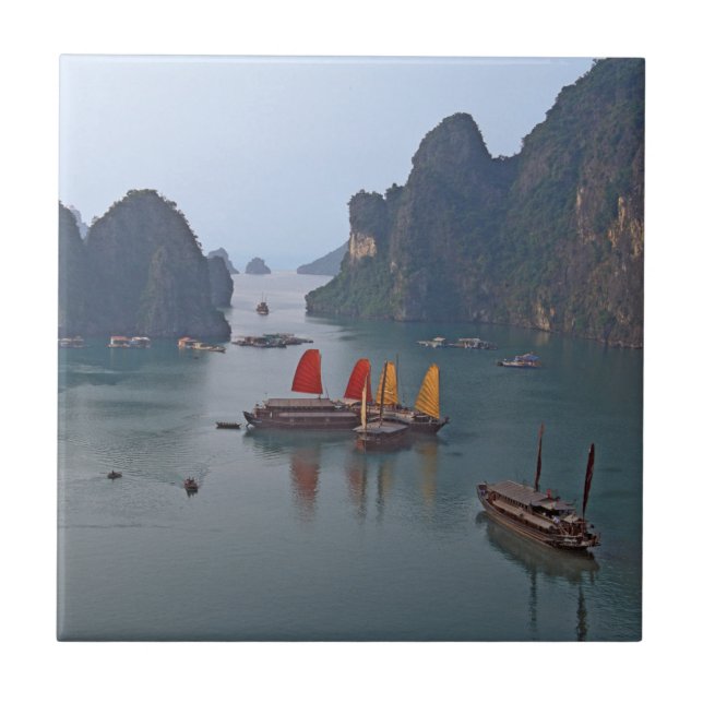 Sailboats in Ha Long Bay - Vietnam, Asia Tile (Front)