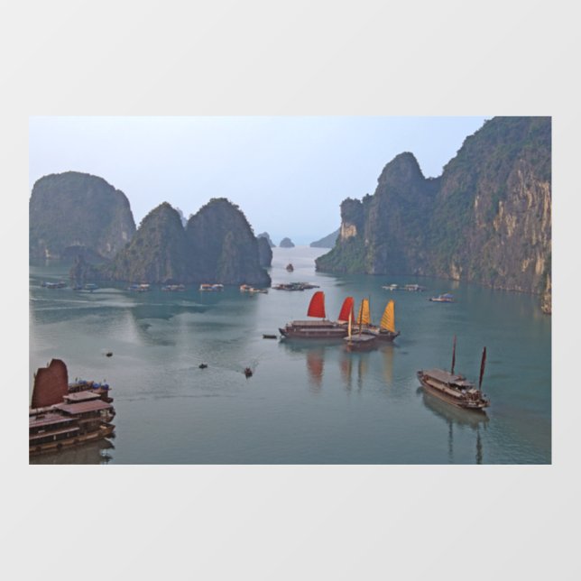 Sailboats in Ha Long Bay - Vietnam, Asia Window Cling (Sheet)