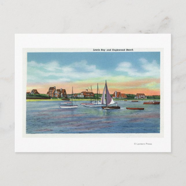 Sailboats in Lewis Bay, Englewood Beach View Postcard (Front)