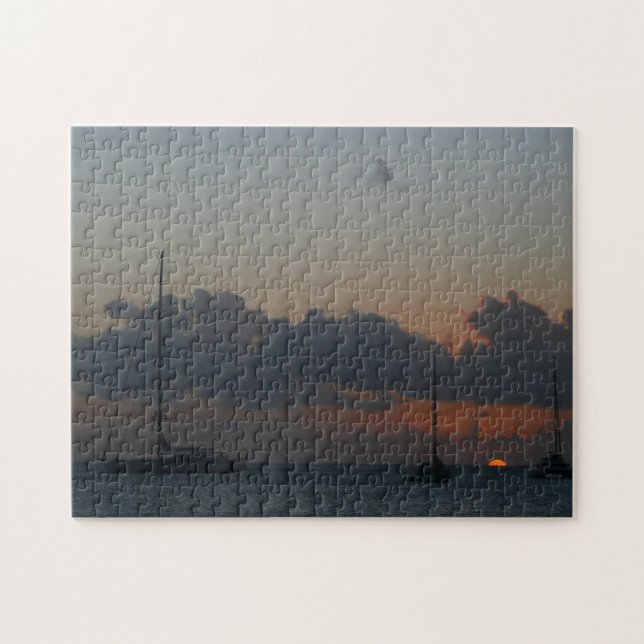 Sailboats in Sunset Tropical Seascape Jigsaw Puzzle (Horizontal)