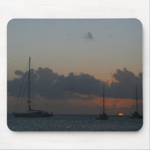 Sailboats in Sunset Tropical Seascape Mouse Mat