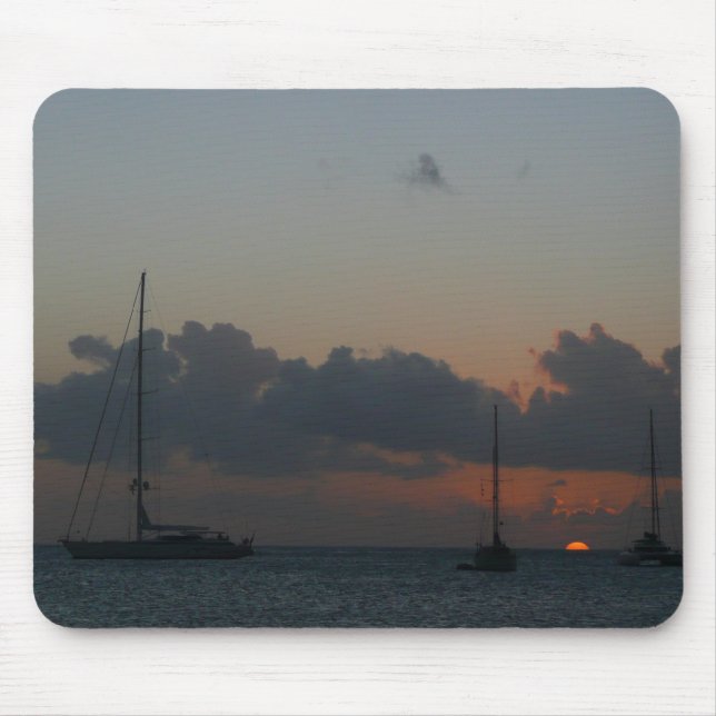 Sailboats in Sunset Tropical Seascape Mouse Mat (Front)