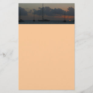 Sailboats in Sunset Tropical Seascape Stationery