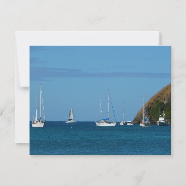 Sailboats in the Bay White and Blue Nautical (Front)
