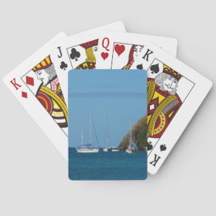 Sailboats in the Bay White and Blue Nautical Playing Cards