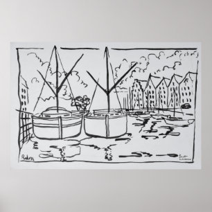 Sailboats   La Vilaine River, Redon, Brittany Poster