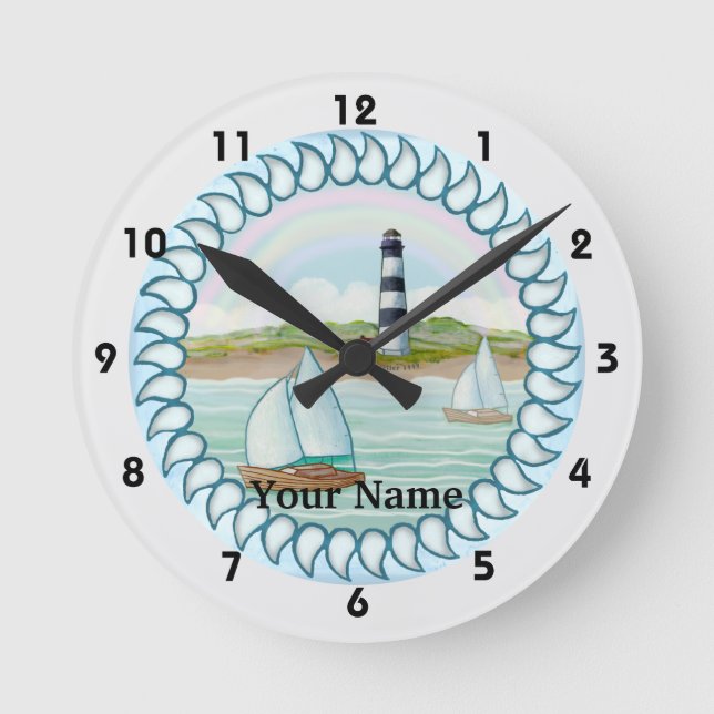 Sailboats Lighthouse  clock (Front)