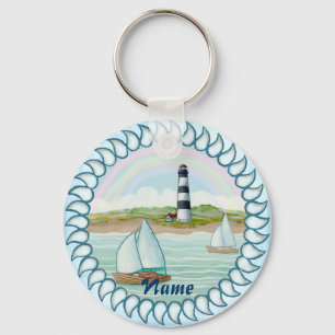 Sailboats Lighthouse Key Ring