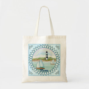 Sailboats Lighthouse  Tote Bag
