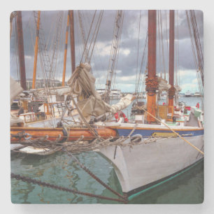 Sailboats Morred At Key West Stone Coaster