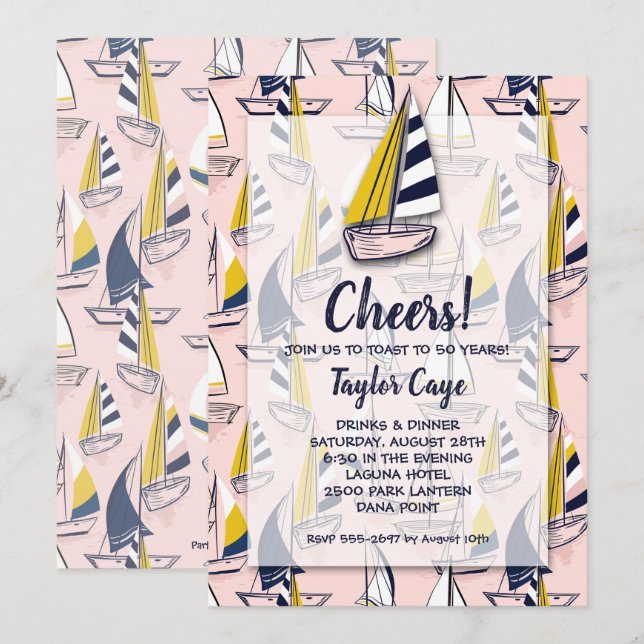 Sailboats Nautical Birthday Invitations (Front/Back)
