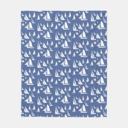 Sailboats Nautical Blue Fleece Blanket