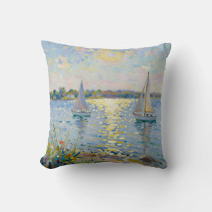 Sailboats New England Summer Cushion