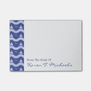 Sailboats On A Striped Sea Pattern Add Your Name Post-it Notes