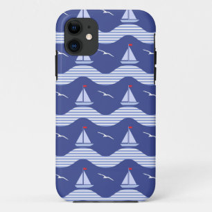 Sailboats On A Striped Sea Pattern iPhone 11 Case