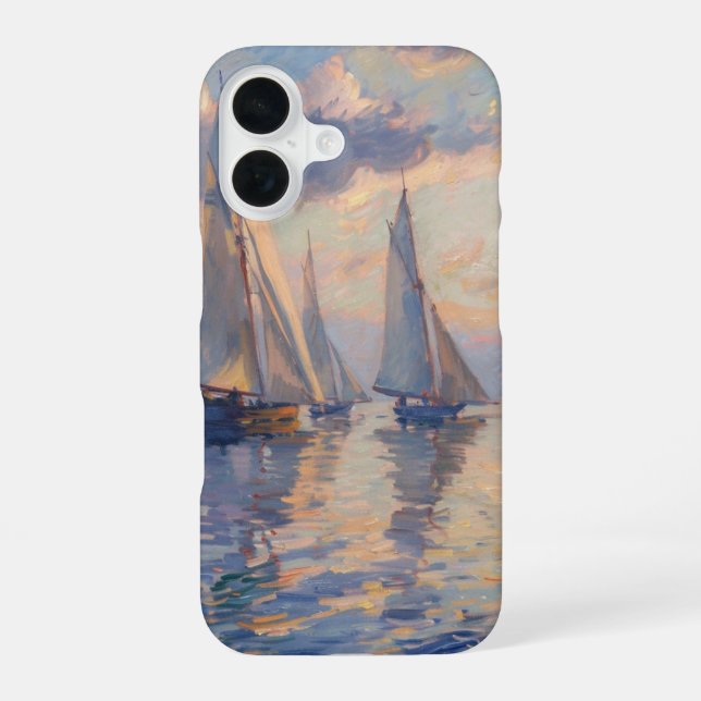 Sailboats on a Tranquil Bay iPhone 16 Case (Back)