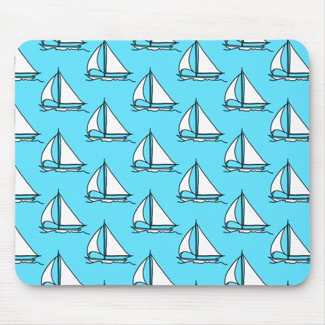 Sailboats On Blue Sea Pattern Mouse Mat (Front)