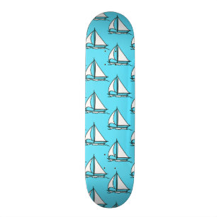 Sailboats On Blue Sea Pattern Skateboard