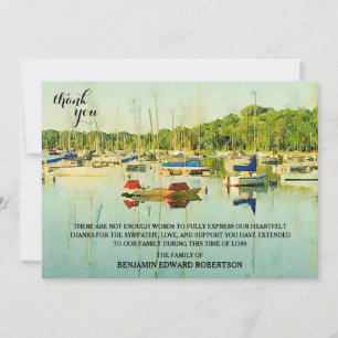 Sailboats on Lake Harriet Sympathy Thank You card