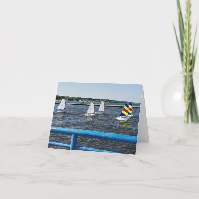Sailboats on Lake Michigan blank note card (Front)