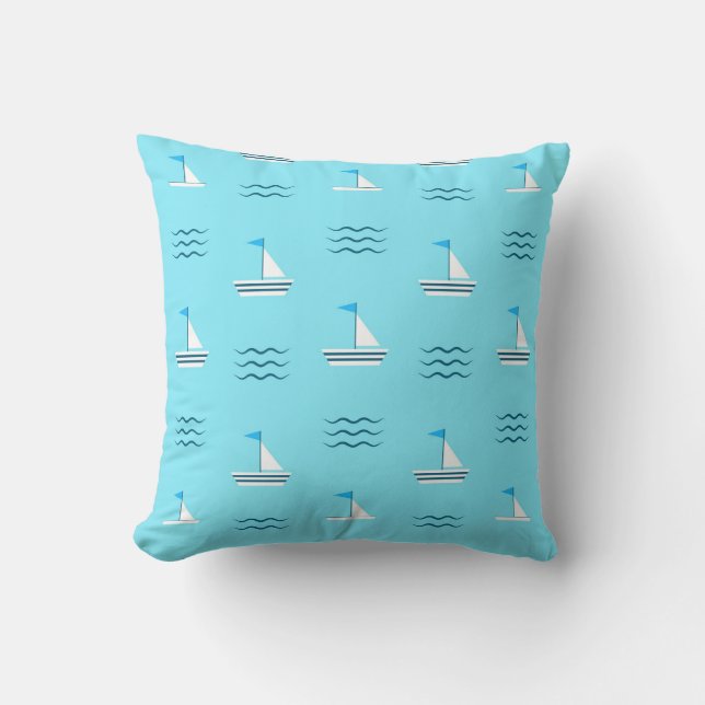 Sailboats On The Blue Sea Pattern Cushion (Front)