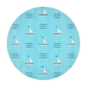 Sailboats On The Blue Sea Pattern Cutting Board