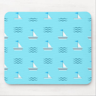 Sailboats On The Blue Sea Pattern Mouse Mat