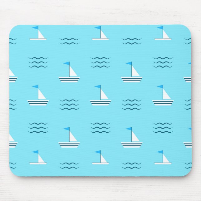 Sailboats On The Blue Sea Pattern Mouse Mat (Front)