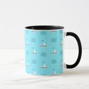 Sailboats On The Blue Sea Pattern Mug