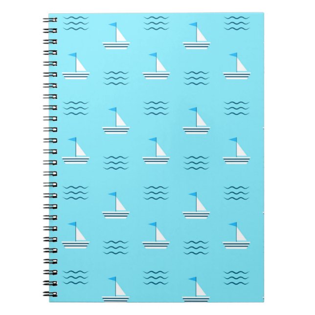 Sailboats On The Blue Sea Pattern Notebook (Front)