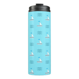 Sailboats On The Blue Sea Pattern Thermal Tumbler