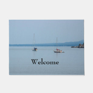 Sailboats on the river doormat