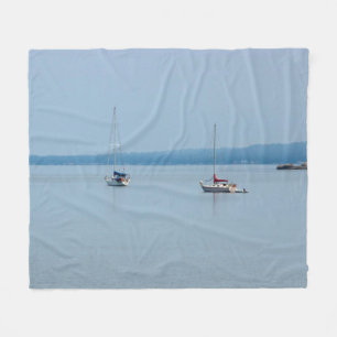 Sailboats on the river fleece blanket