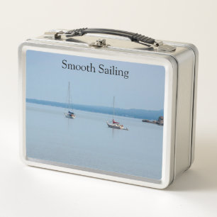 Sailboats on the river metal lunch box